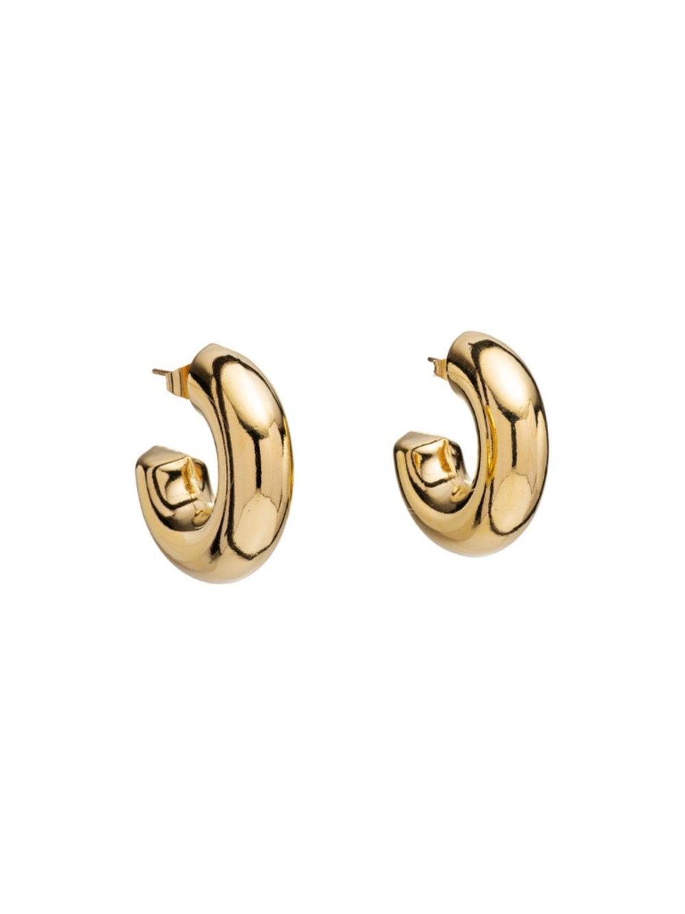 24k Gold Plated Chunky Hoop Earrings NWOT - Picture 5 of 5